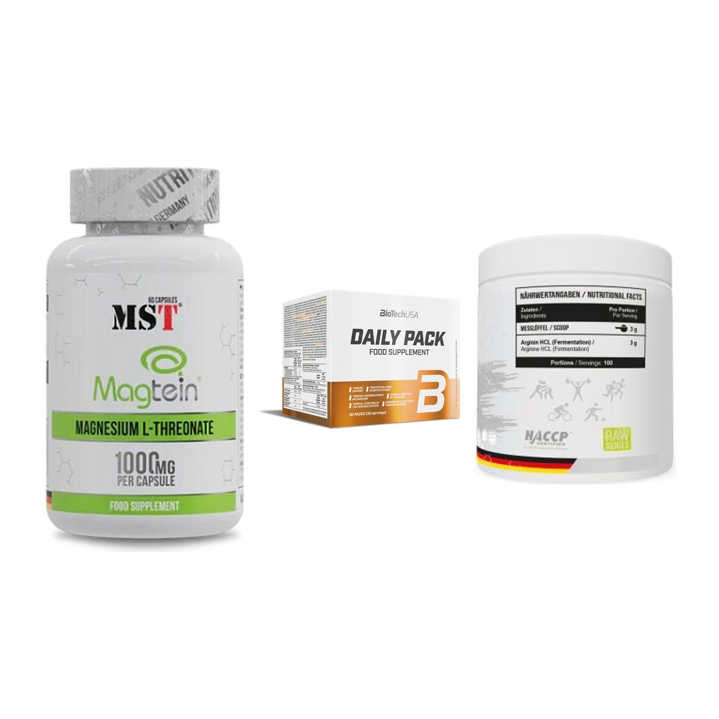Ausdauer-Set: MST Magnesium + BioTech Daily + MST Arginine HCL – alle enthaltenen Artikel