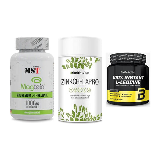 Ausdauer-Set: MST Magnesium + Sinob Zink + BioTech 100% – alle enthaltenen Artikel