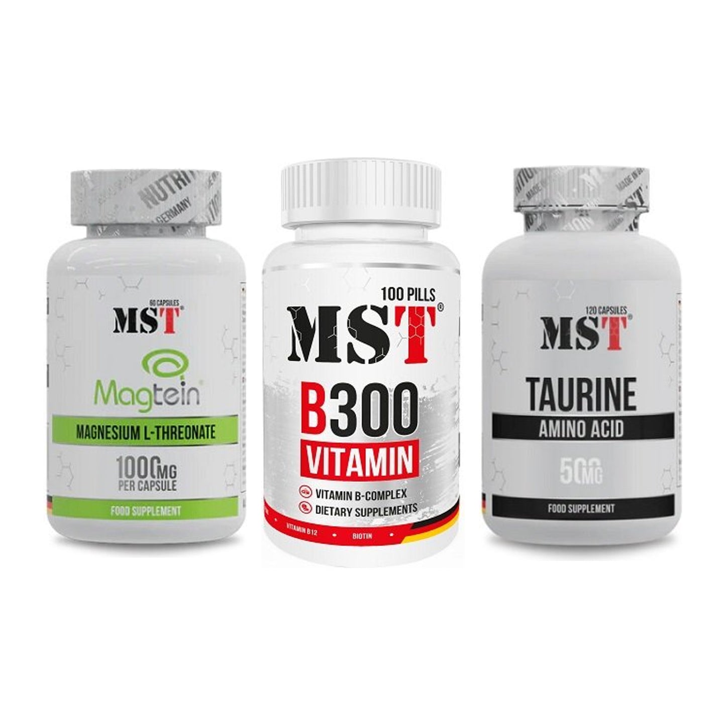 Ausdauer-Set: MST Magnesium + MST B300 B-Compl + MST Taurine – alle enthaltenen Artikel