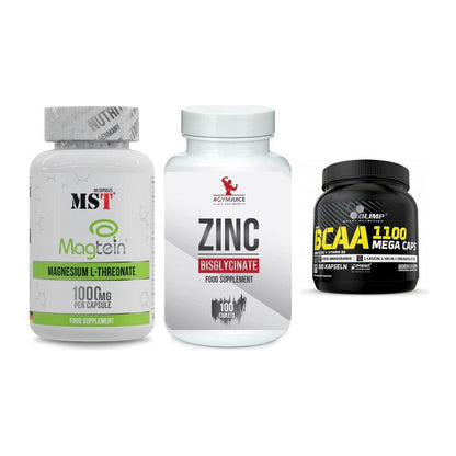 Ausdauer-Set: MST Magnesium + #GYMJUICE ZINC + Olimp BCAA Mega – alle enthaltenen Artikel