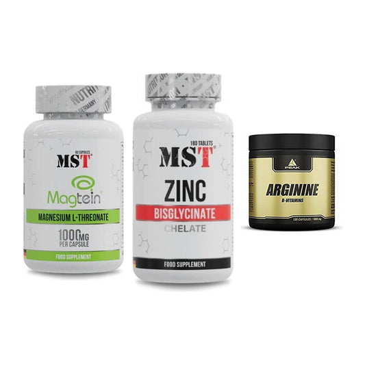 Ausdauer-Set: MST Magnesium + MST Zinc Chelate + Peak Arginin – alle enthaltenen Artikel
