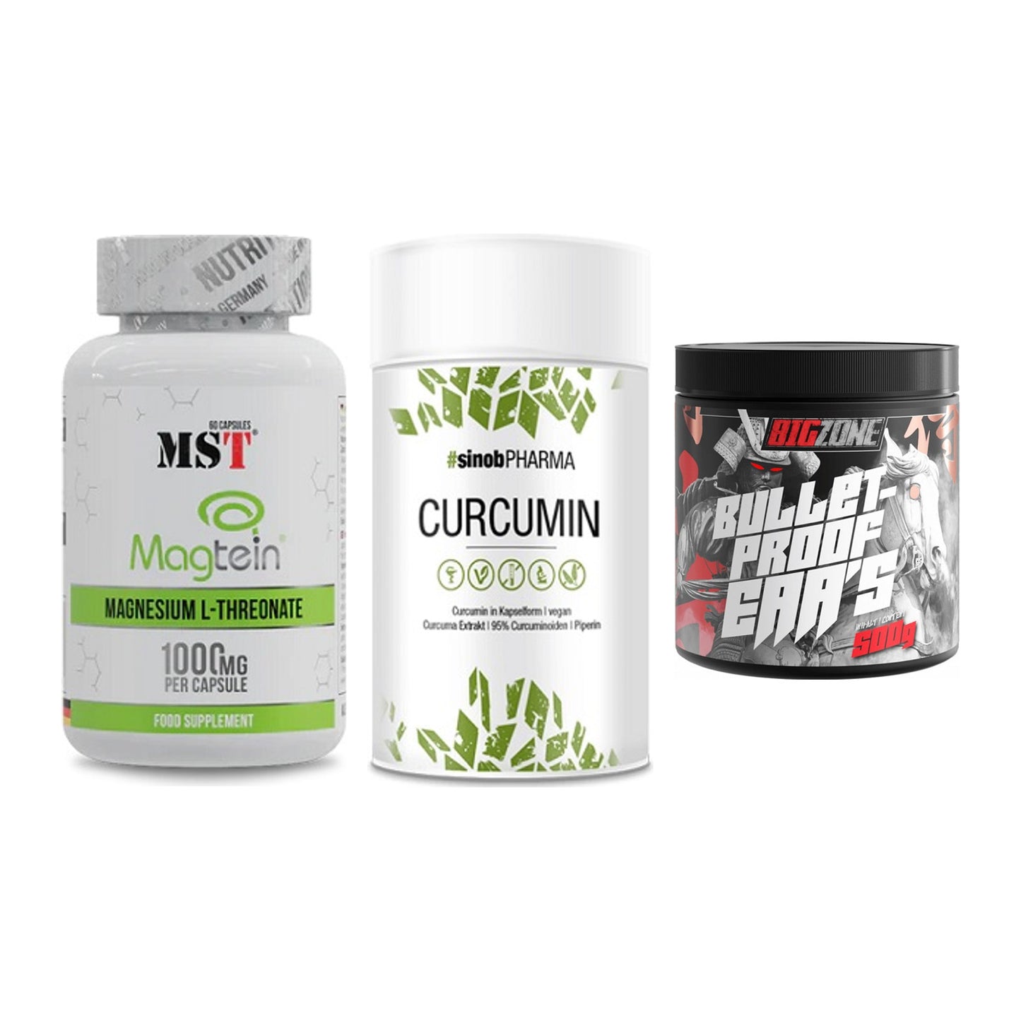 Ausdauer-Set: MST Magnesium + Sinob Curcumin + Big Zone Bulletp – alle enthaltenen Artikel