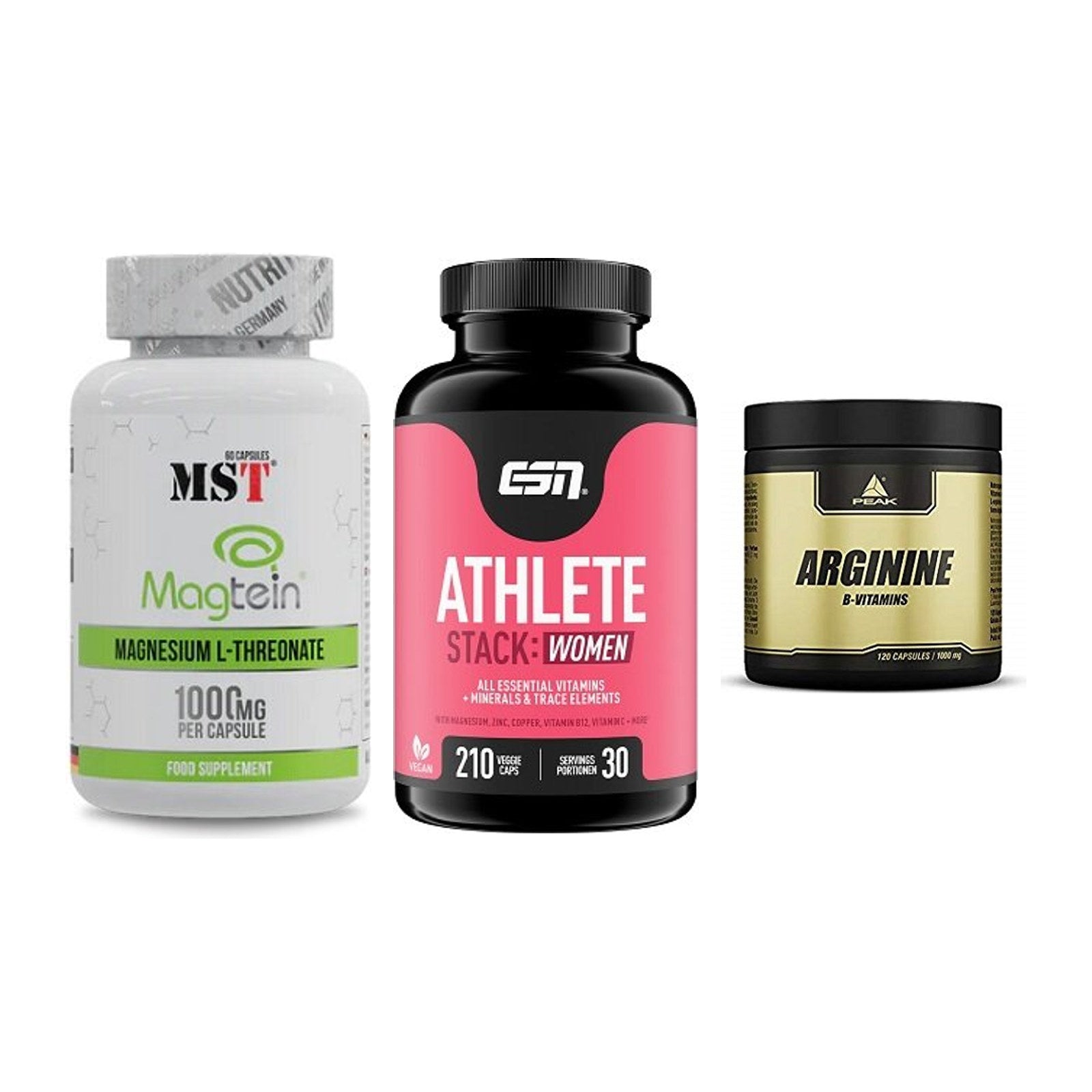 Ausdauer-Set: MST Magnesium + ESN Athlete + Peak Arginin – alle enthaltenen Artikel