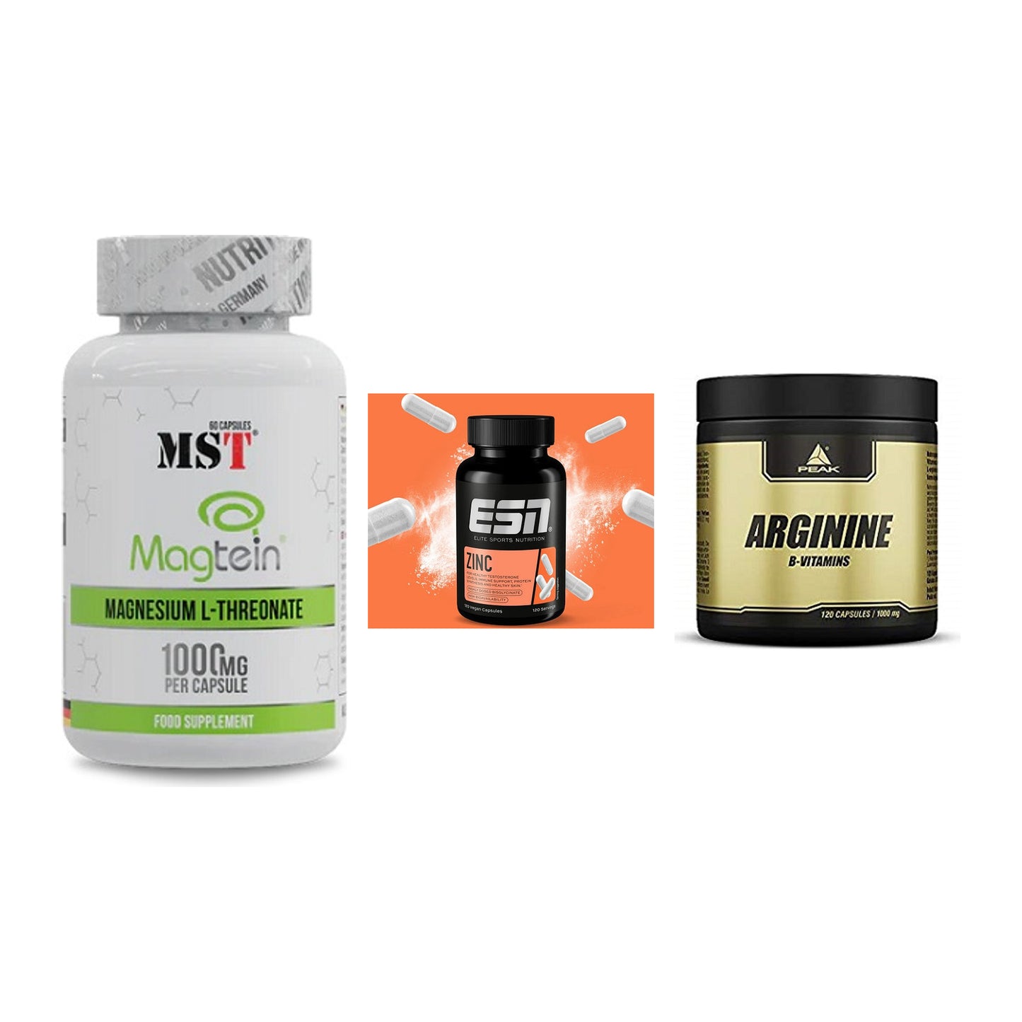 Ausdauer-Set: MST Magnesium + ESN Zinc + Peak Arginin – alle enthaltenen Artikel