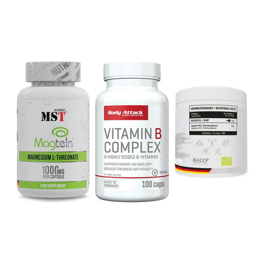 Ausdauer-Set: MST Magnesium + Body Attack + MST Arginine HCL – alle enthaltenen Artikel