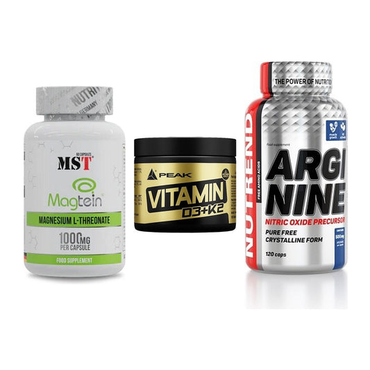 Ausdauer-Set: MST Magnesium + Peak Vitamin + Nutrend Arginine – alle enthaltenen Artikel