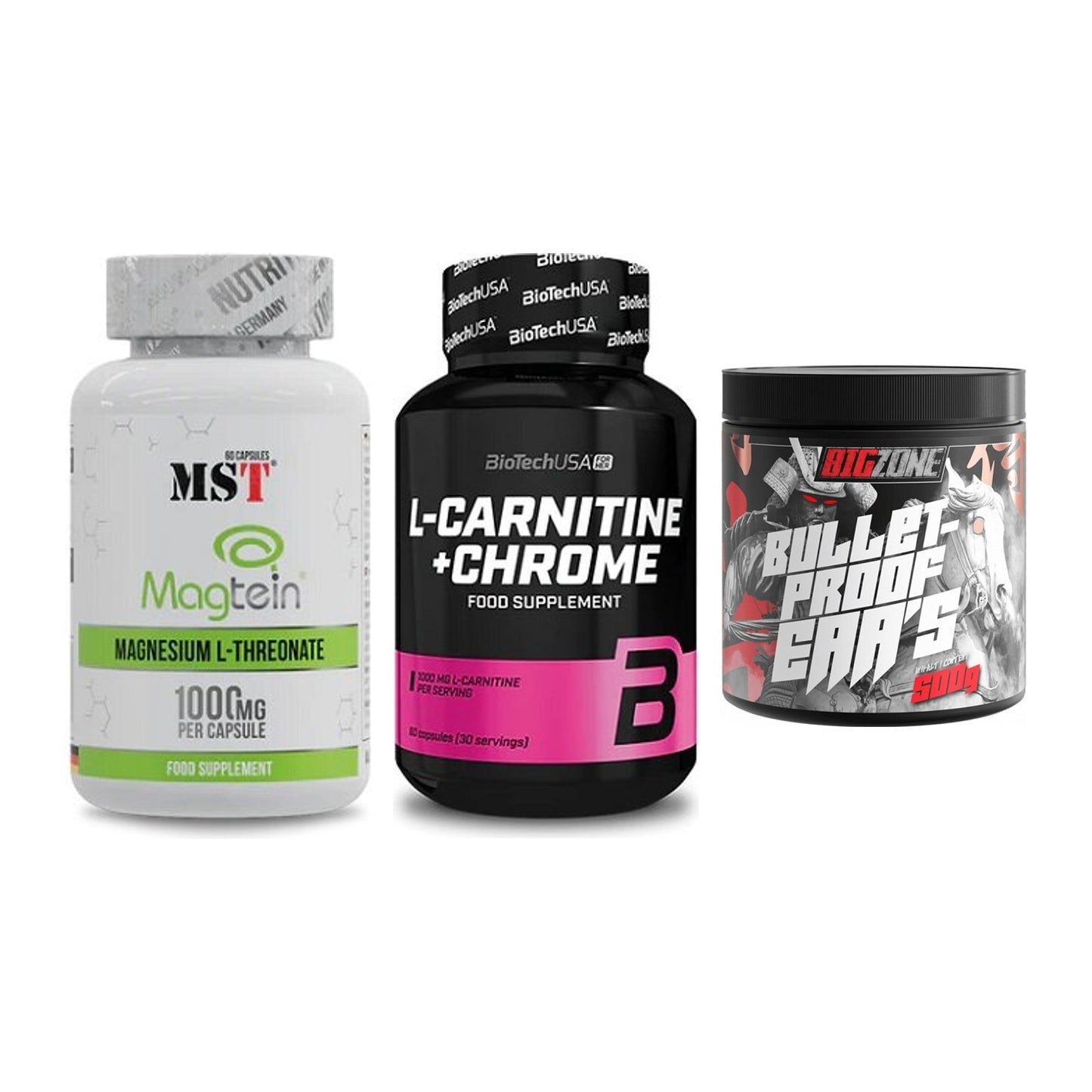 Ausdauer-Set: MST Magnesium + BioTech L-Carnit + Big Zone Bulletp – alle enthaltenen Artikel