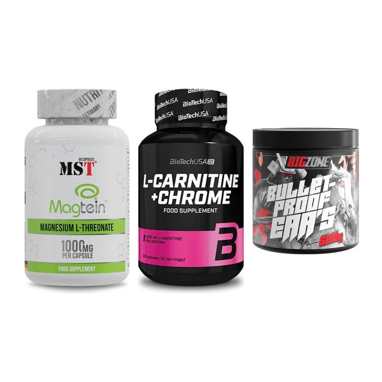 Ausdauer-Set: MST Magnesium + BioTech L-Carnit + Big Zone Bulletp – alle enthaltenen Artikel