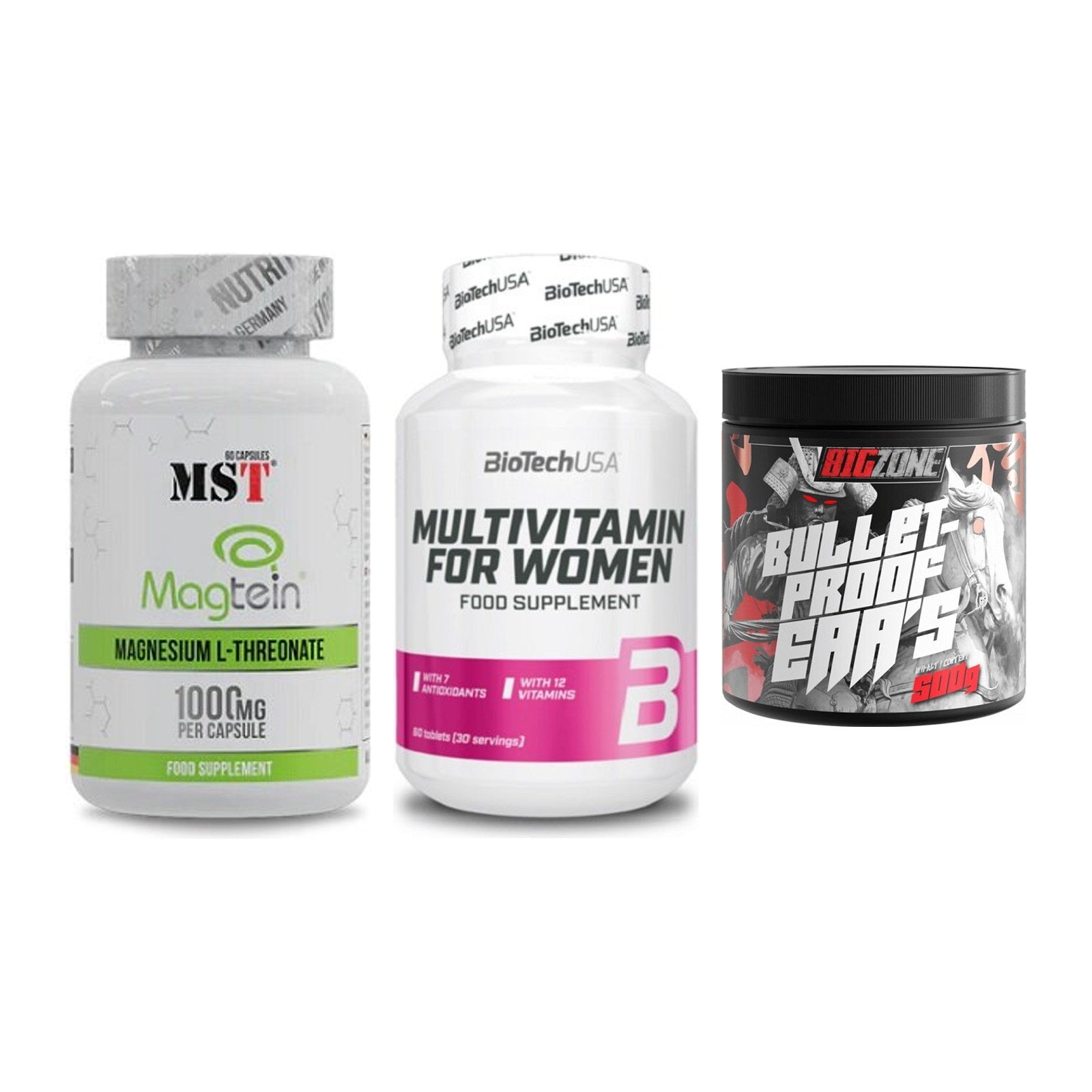 Ausdauer-Set: MST Magnesium + BioTech Multivit + Big Zone Bulletp – alle enthaltenen Artikel