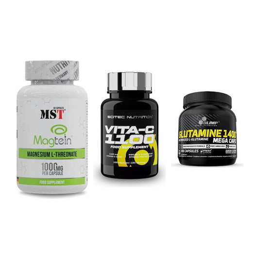 Ausdauer-Set: MST Magnesium + Scitec Vitamin C + Olimp L-Glutamin – alle enthaltenen Artikel