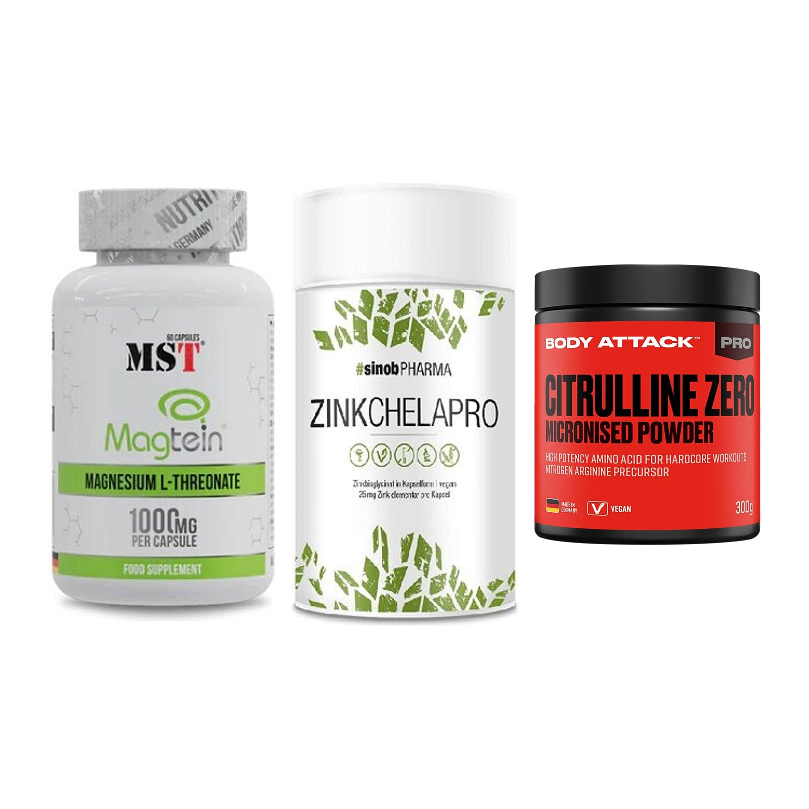 Ausdauer-Set: MST Magnesium + Sinob Zink + Body Attack 100 – alle enthaltenen Artikel