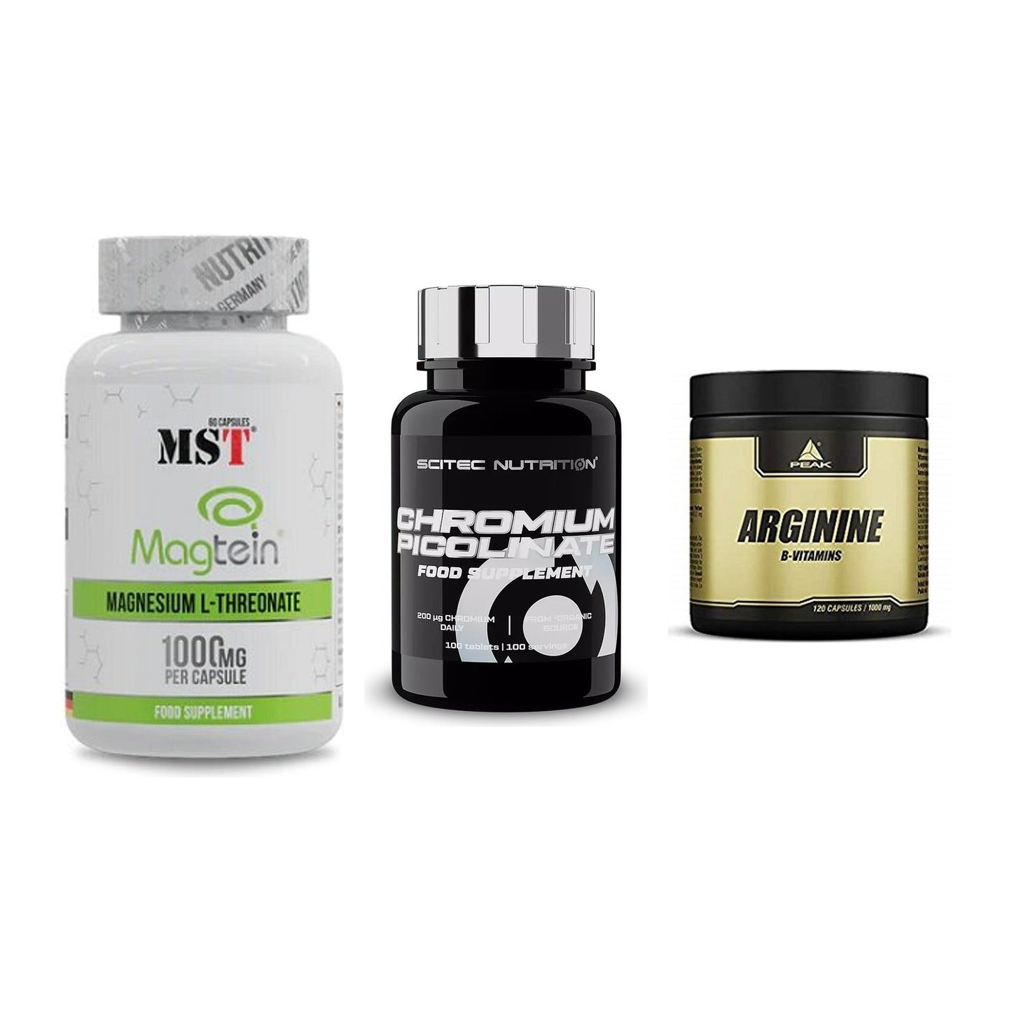 Ausdauer-Set: MST Magnesium + Scitec Chromium + Peak Arginin – alle enthaltenen Artikel