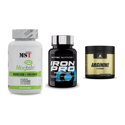 Ausdauer-Set: MST Magnesium + Scitec Iron Pro + Peak Arginin – alle enthaltenen Artikel