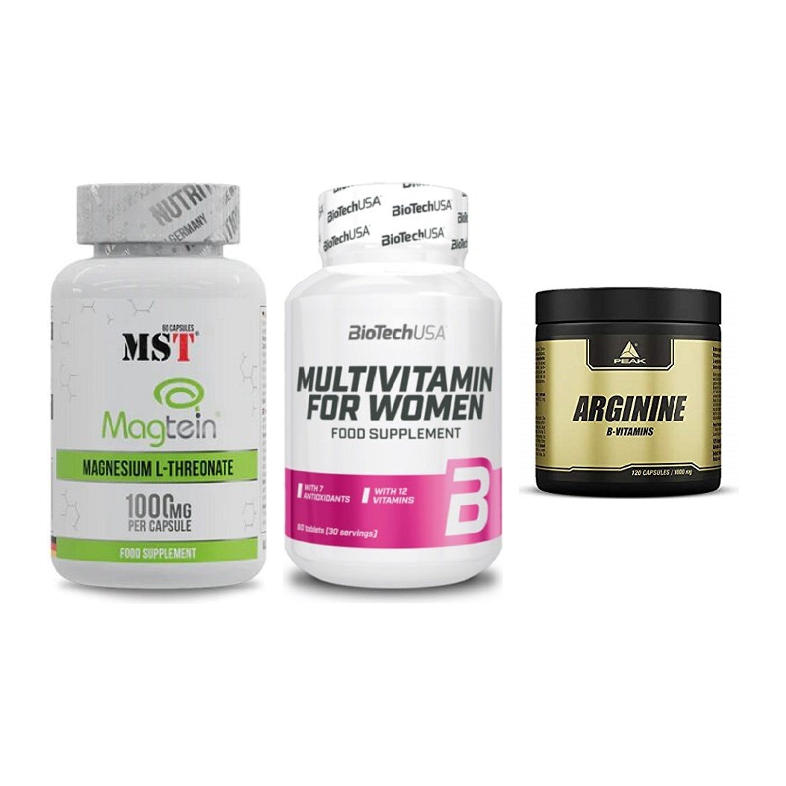 Ausdauer-Set: MST Magnesium + BioTech Multivit + Peak Arginin – alle enthaltenen Artikel