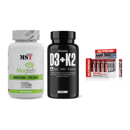 Ausdauer-Set: MST Magnesium + Big Zone Vitamin + Nutrend AAKG – alle enthaltenen Artikel