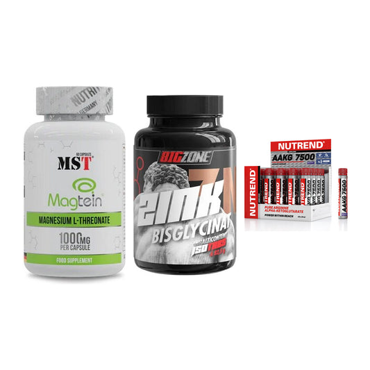 Ausdauer-Set: MST Magnesium + Big Zone Zink + Nutrend AAKG – alle enthaltenen Artikel