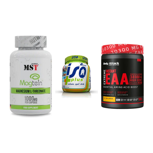 Ausdauer-Set: MST Magnesium + Olimp Iso Plus + Body Attack – alle enthaltenen Artikel