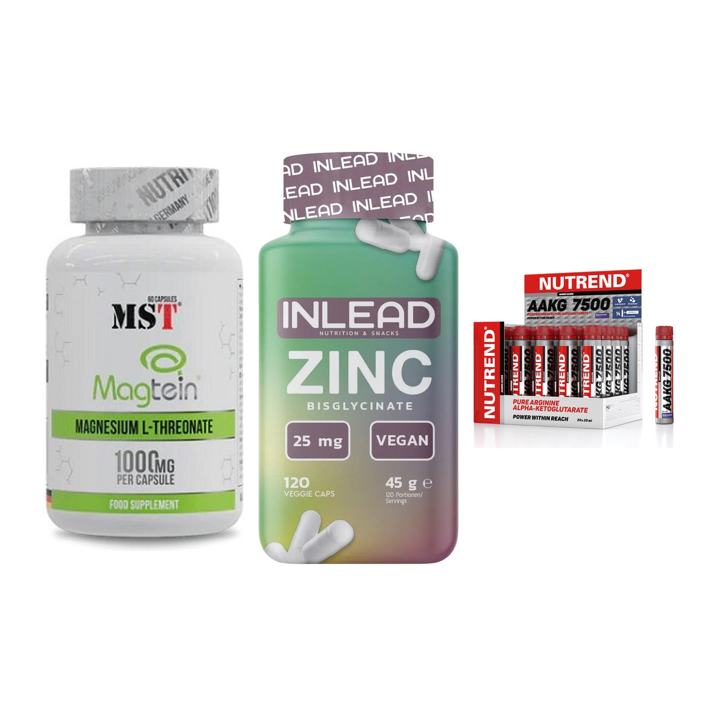 Ausdauer-Set: MST Magnesium + INLEAD Zink + Nutrend AAKG – alle enthaltenen Artikel