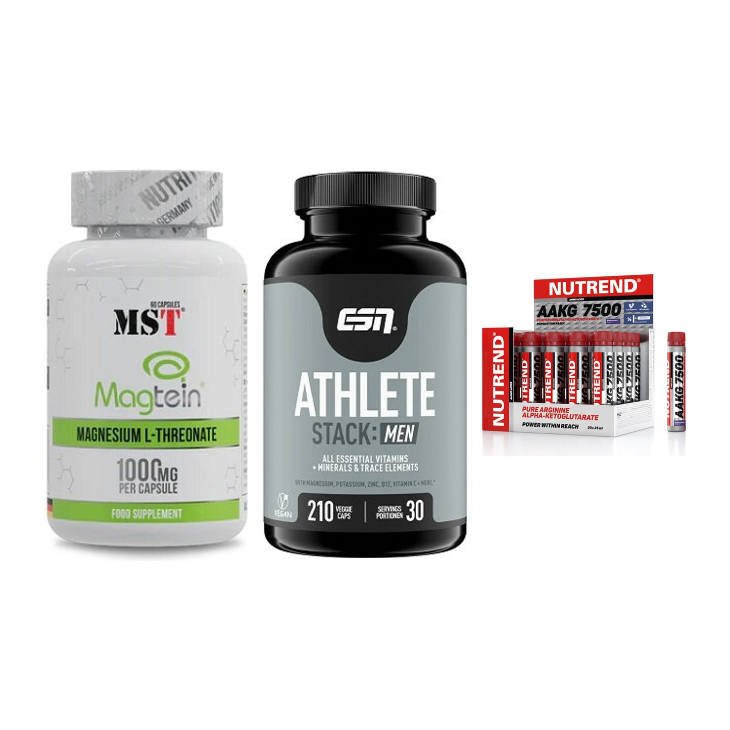 Ausdauer-Set: MST Magnesium + ESN Athlete + Nutrend AAKG – alle enthaltenen Artikel