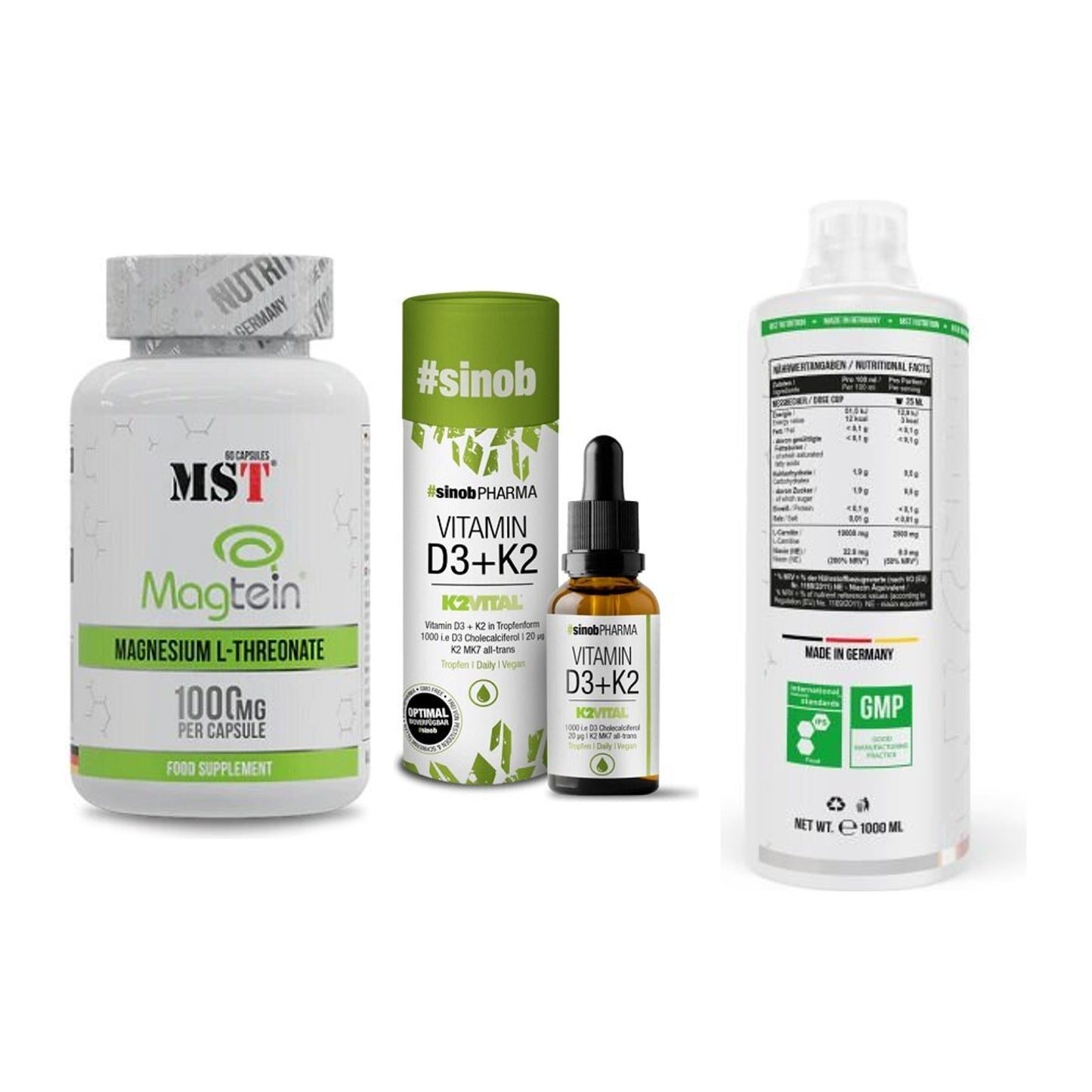 Ausdauer-Set: MST Magnesium + Sinob Vitamin D3 + MST L-Carnitine – alle enthaltenen Artikel