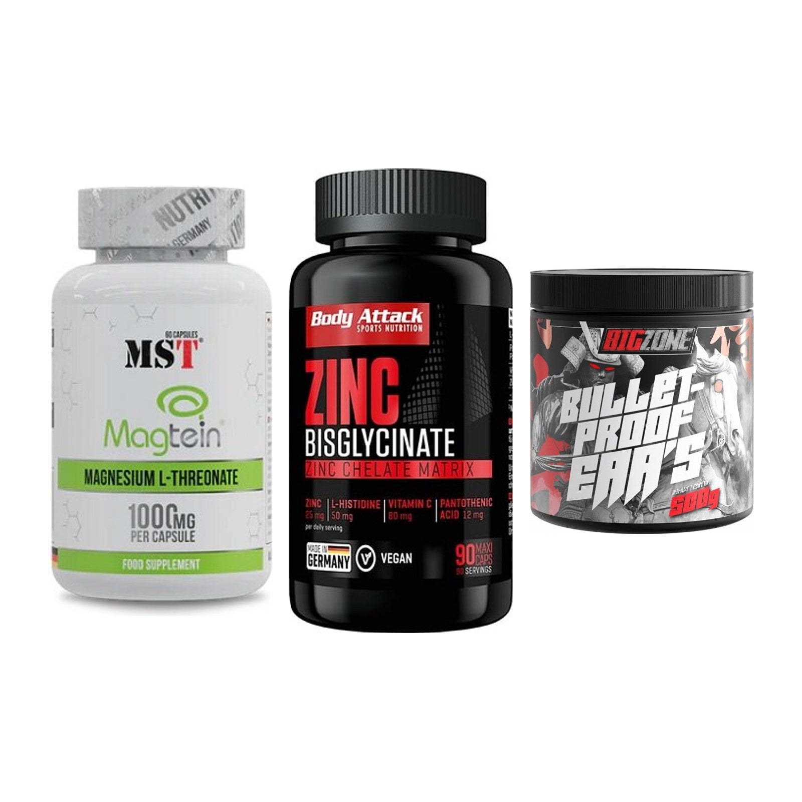 Ausdauer-Set: MST Magnesium + Body Attack Zink + Big Zone Bulletp – alle enthaltenen Artikel