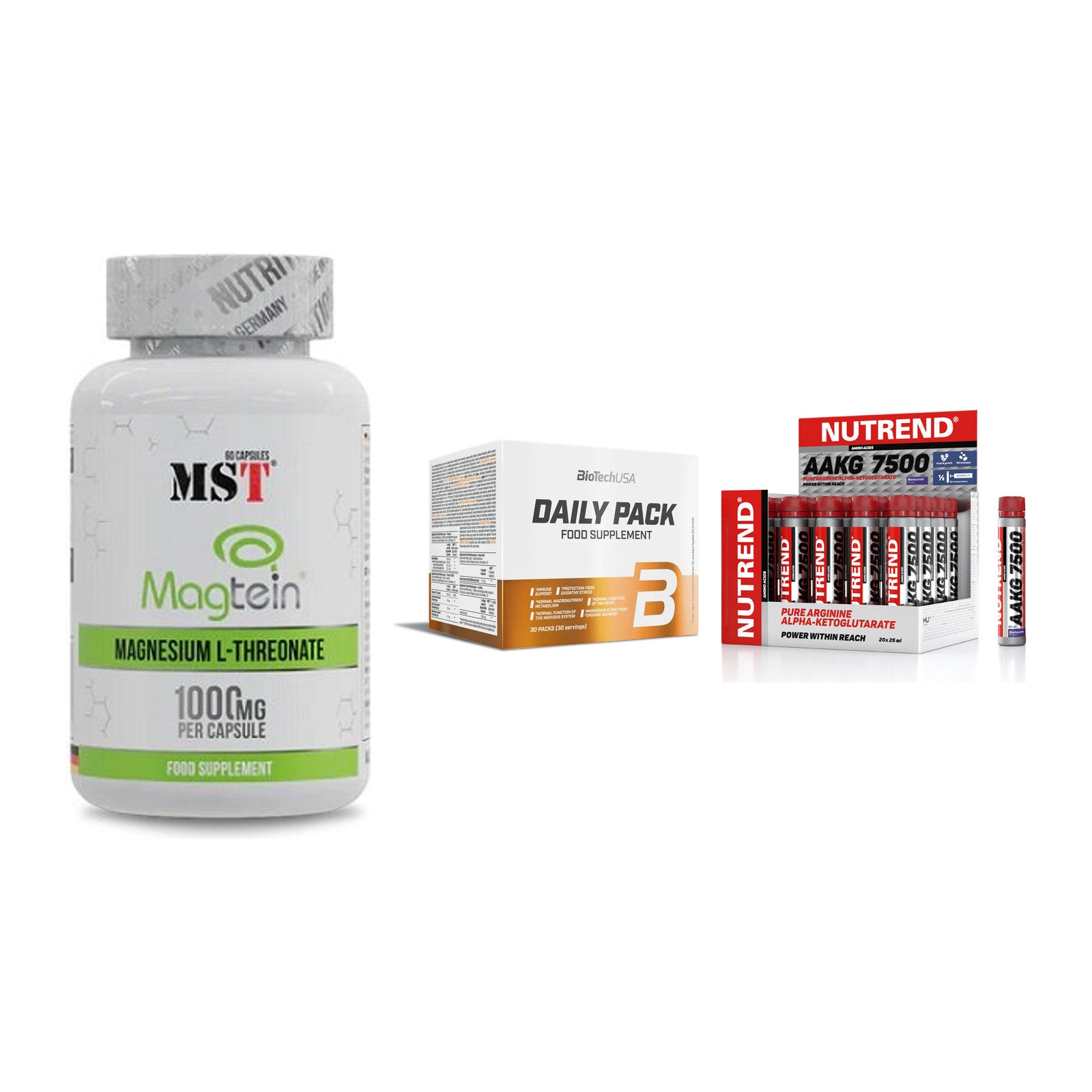 Ausdauer-Set: MST Magnesium + BioTech Daily + Nutrend AAKG – alle enthaltenen Artikel