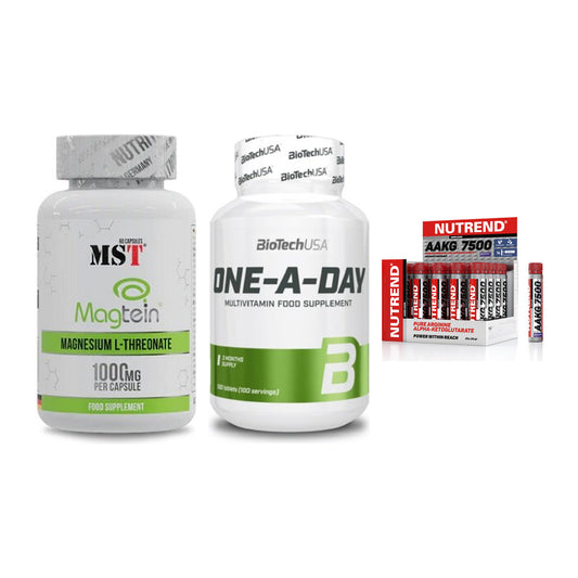 Ausdauer-Set: MST Magnesium + BioTech One A + Nutrend AAKG – alle enthaltenen Artikel