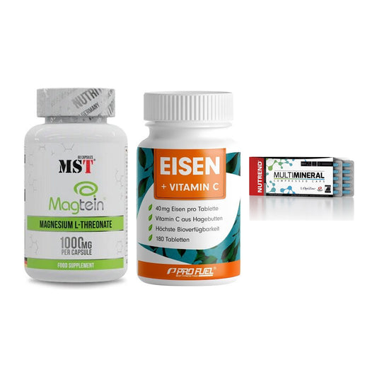 Ausdauer-Set: MST Magnesium + ProFuel EISEN + Nutrend Multimin – alle enthaltenen Artikel