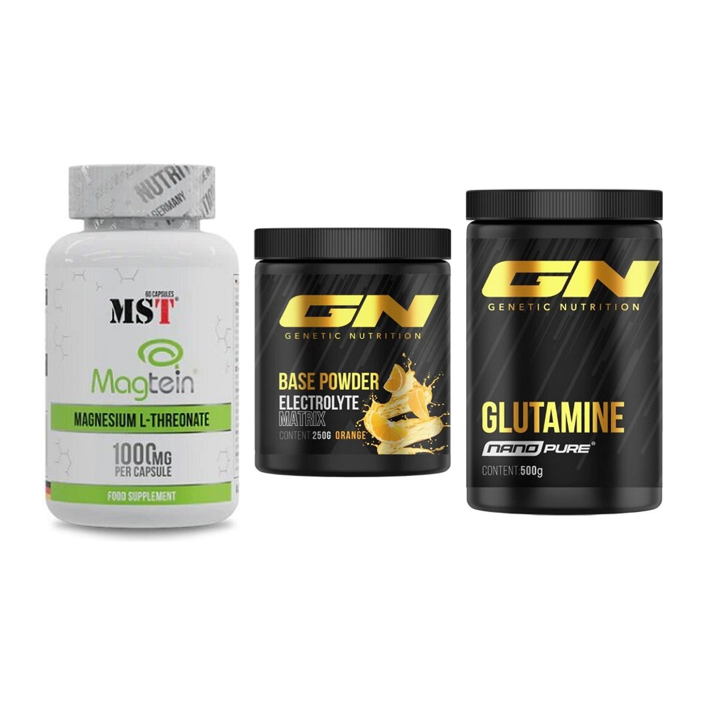 Ausdauer-Set: MST Magnesium + GN Base Powder + GN Nano Pure – alle enthaltenen Artikel