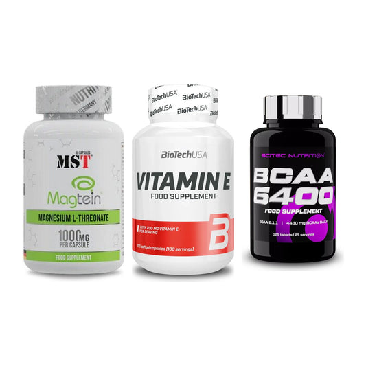 Ausdauer-Set: MST Magnesium + BioTech Vitamin + Scitec BCAA 6400 – alle enthaltenen Artikel