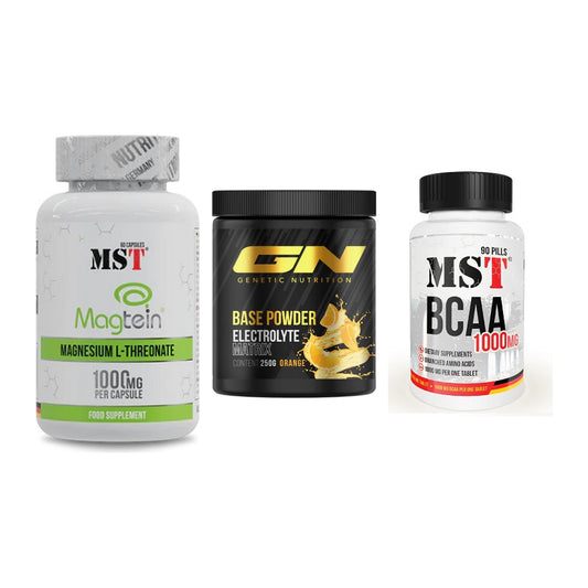 Ausdauer-Set: MST Magnesium + GN Base Powder + MST BCAA 1000 – alle enthaltenen Artikel
