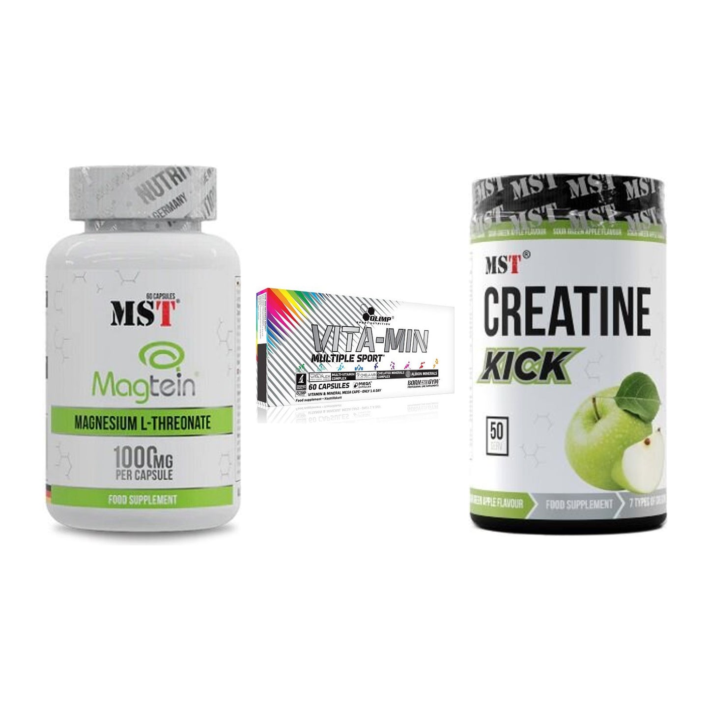 Ausdauer-Set: MST Magnesium + Olimp Vita-Min + MST Creatine – alle enthaltenen Artikel