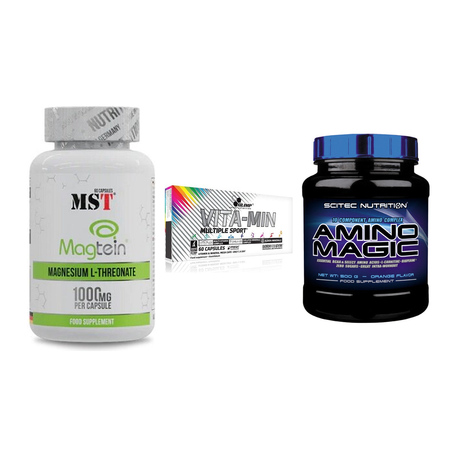 Ausdauer-Set: MST Magnesium + Olimp Vita-Min + Scitec Amino – alle enthaltenen Artikel