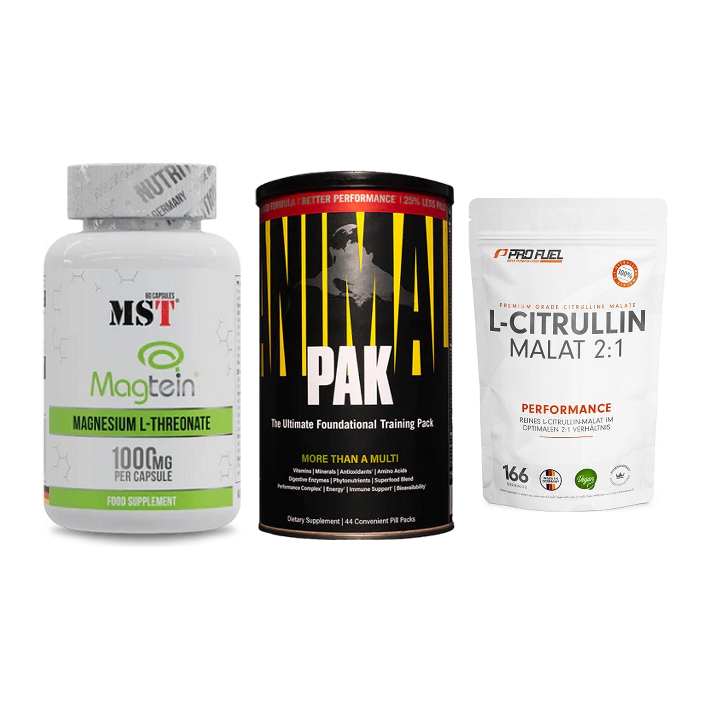 Ausdauer-Set: MST Magnesium + Universal Animal + ProFuel L-Citrul – alle enthaltenen Artikel