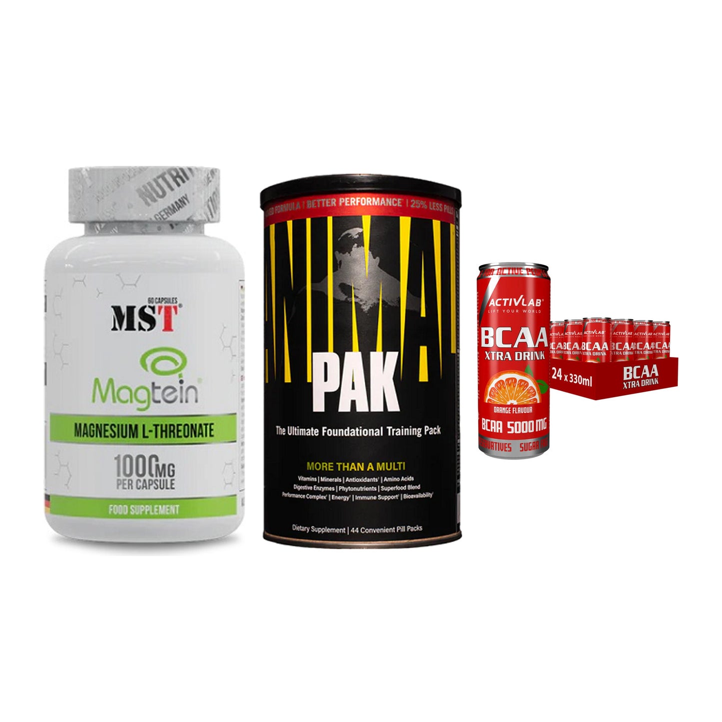Ausdauer-Set: MST Magnesium + Universal Animal + Activlab BCAA – alle enthaltenen Artikel