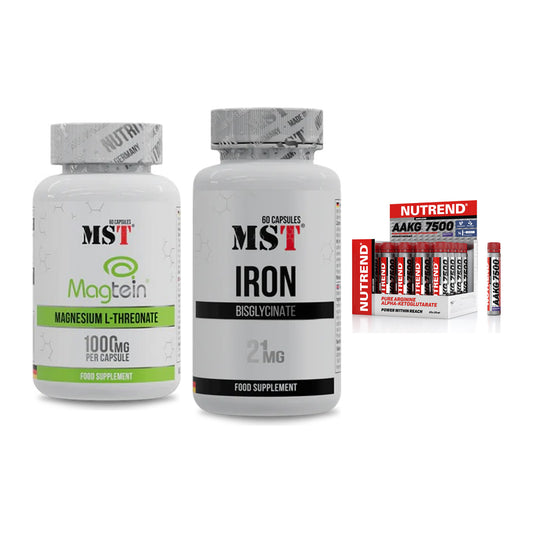 Ausdauer-Set: MST Magnesium + MST Iron Bisglyc + Nutrend AAKG – alle enthaltenen Artikel