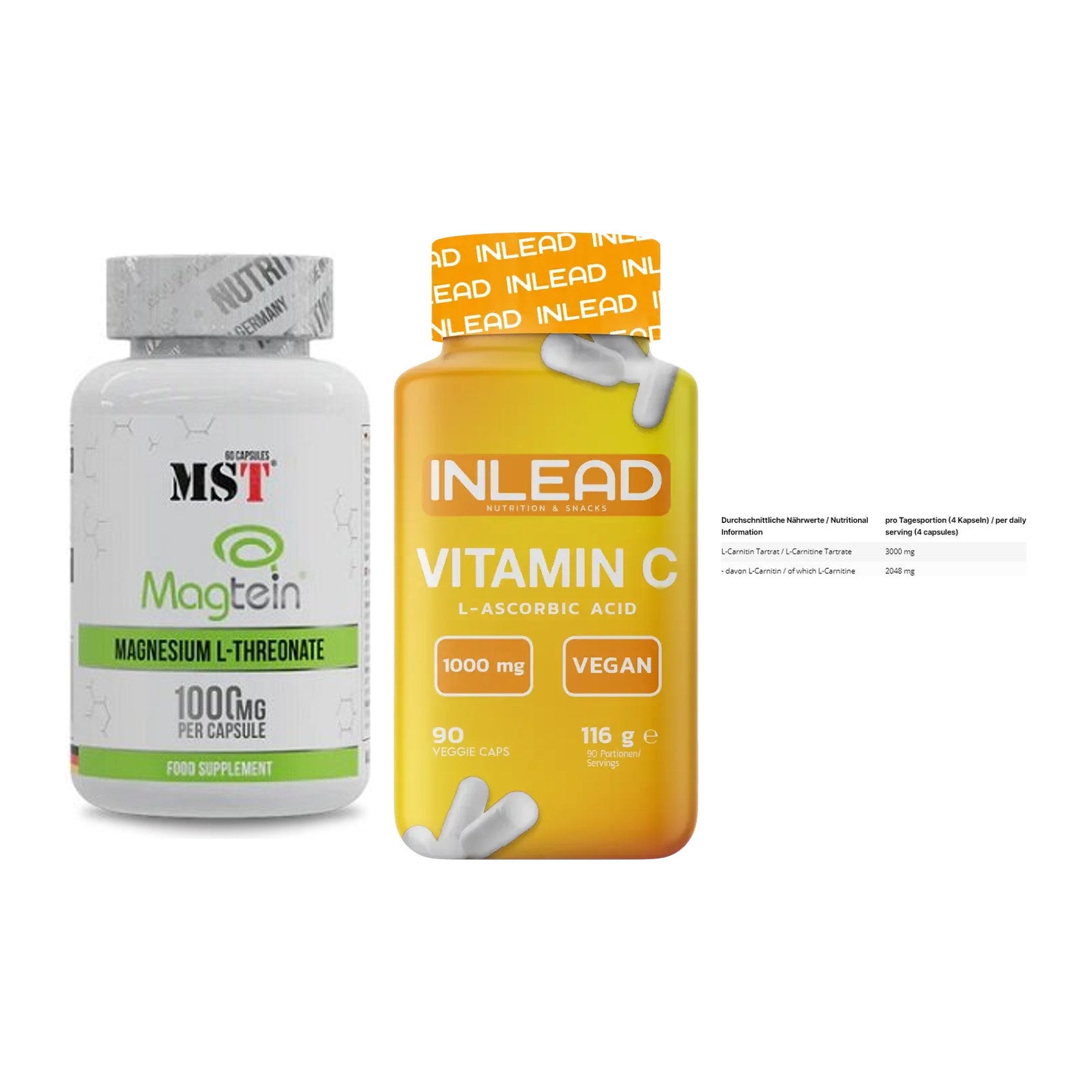 Ausdauer-Set: MST Magnesium + INLEAD Vitamin C + INLEAD L-Carniti – alle enthaltenen Artikel