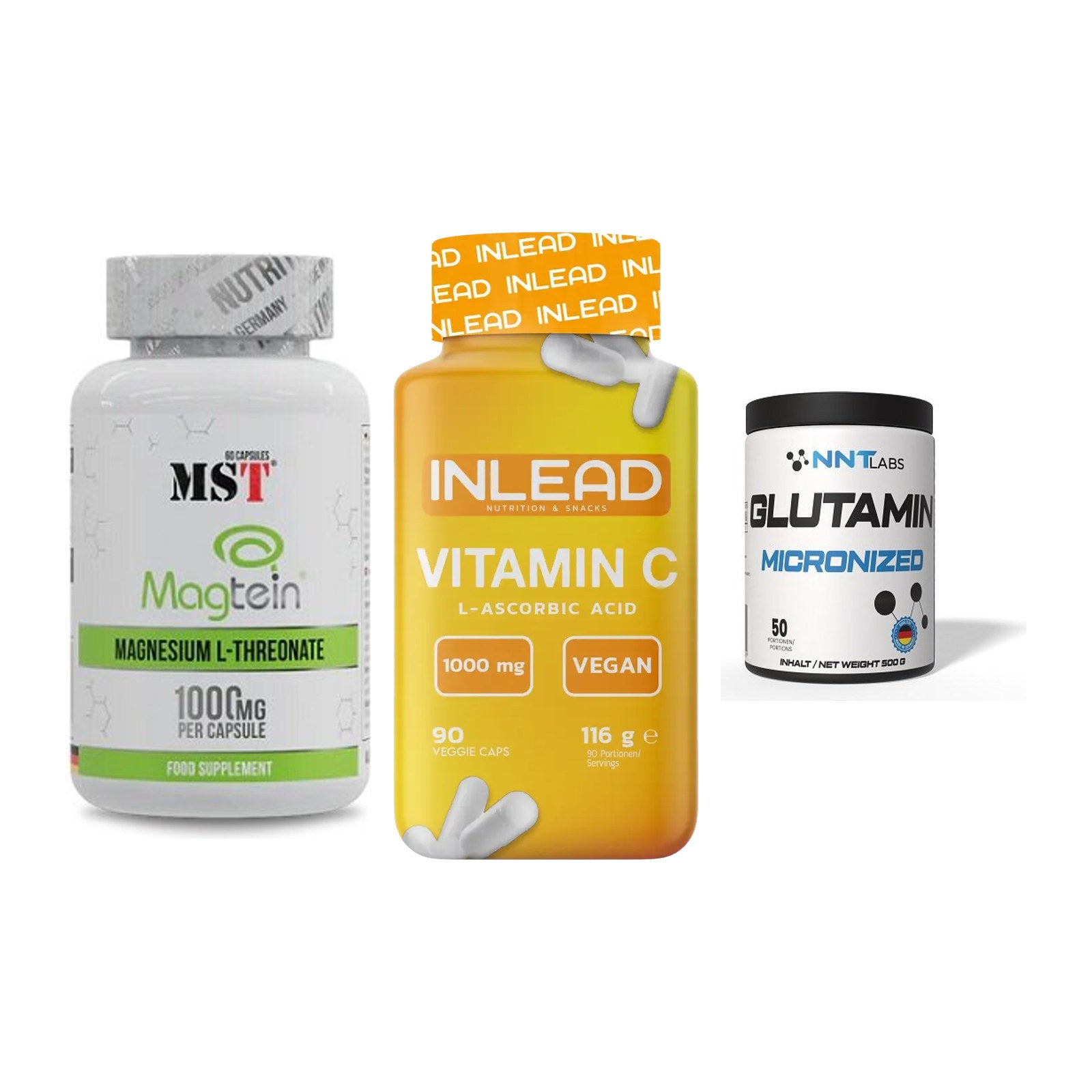 Ausdauer-Set: MST Magnesium + INLEAD Vitamin C + NNT Glutamin – alle enthaltenen Artikel