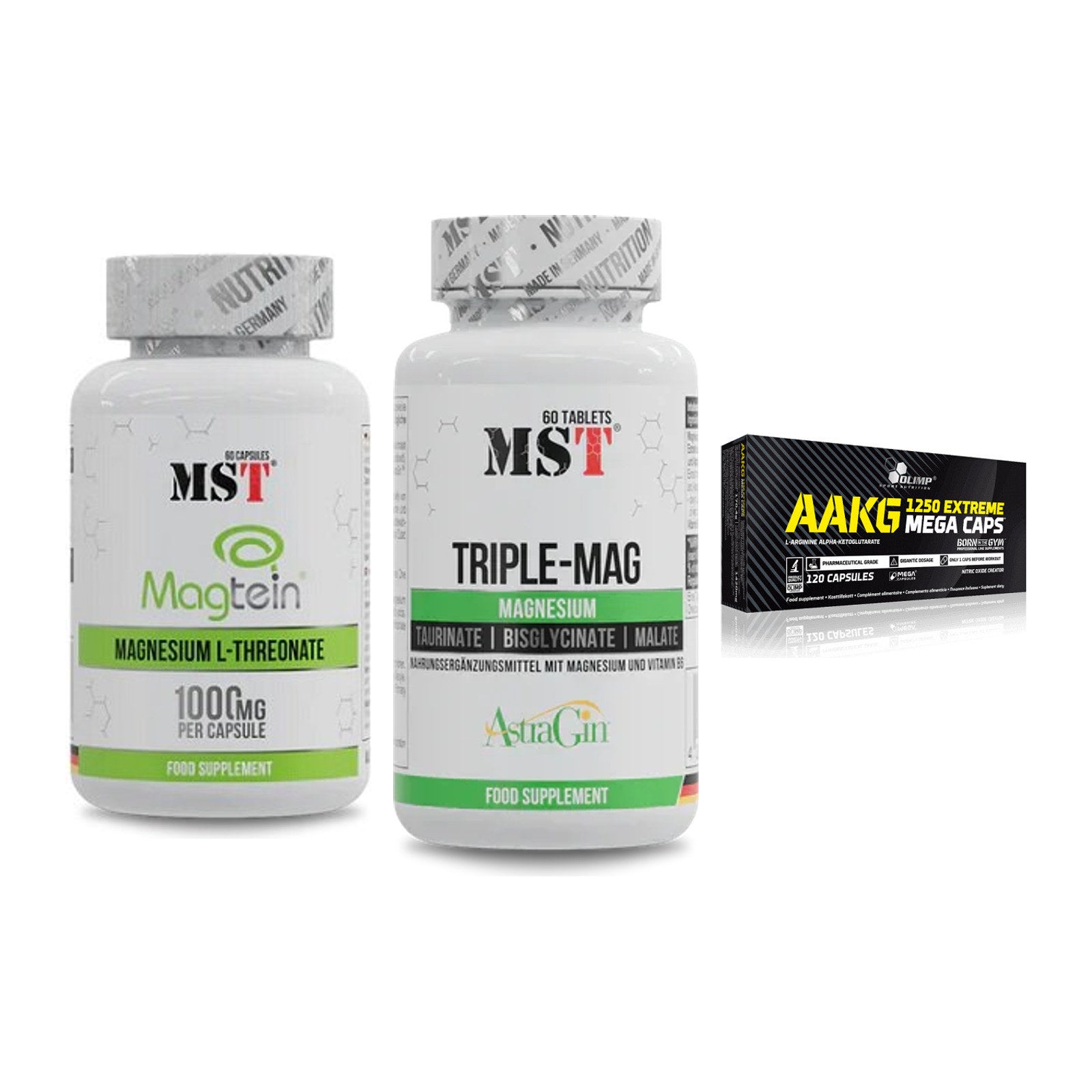 Ausdauer-Set: MST Magnesium + MST Tripple Mag + Olimp AAKG – alle enthaltenen Artikel