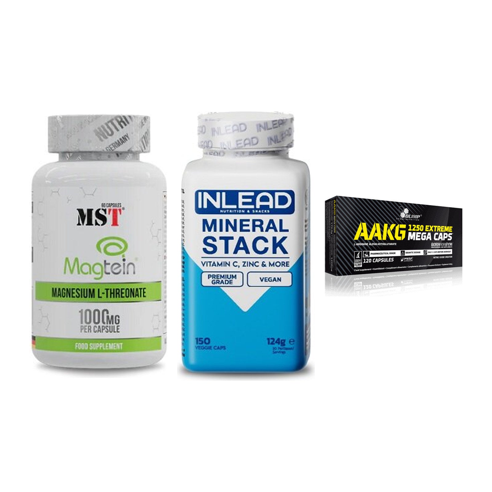 Ausdauer-Set: MST Magnesium + INLEAD Mineral + Olimp AAKG – alle enthaltenen Artikel