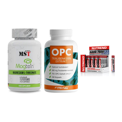 Ausdauer-Set: MST Magnesium + ProFuel OPC + Nutrend AAKG – alle enthaltenen Artikel