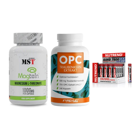 Ausdauer-Set: MST Magnesium + ProFuel OPC + Nutrend AAKG – alle enthaltenen Artikel