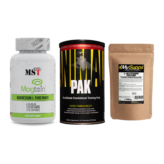 Ausdauer-Set: MST Magnesium + Universal Animal + MySupps Glutamin – alle enthaltenen Artikel
