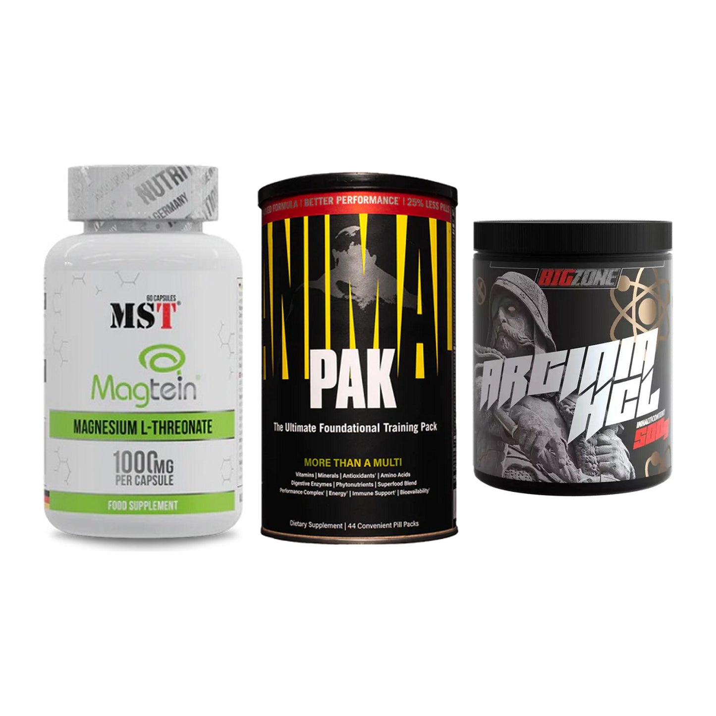 Ausdauer-Set: MST Magnesium + Universal Animal + Big Zone Arginin – alle enthaltenen Artikel