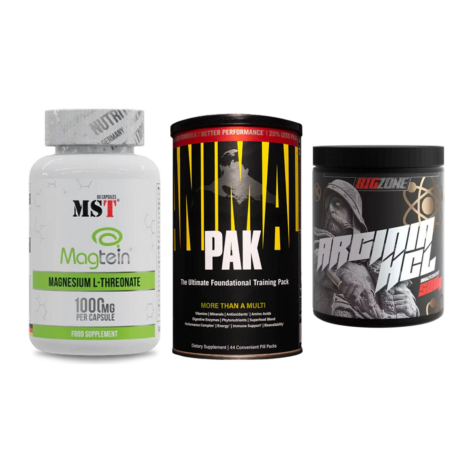 Ausdauer-Set: MST Magnesium + Universal Animal + Big Zone Arginin – alle enthaltenen Artikel