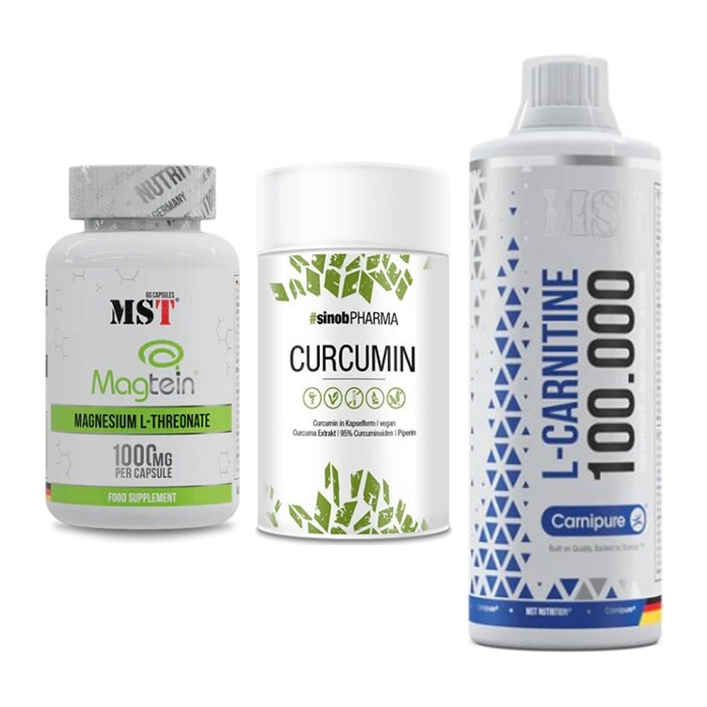 Ausdauer-Set: MST Magnesium + Sinob Curcumin + MST L-Carnitine – alle enthaltenen Artikel