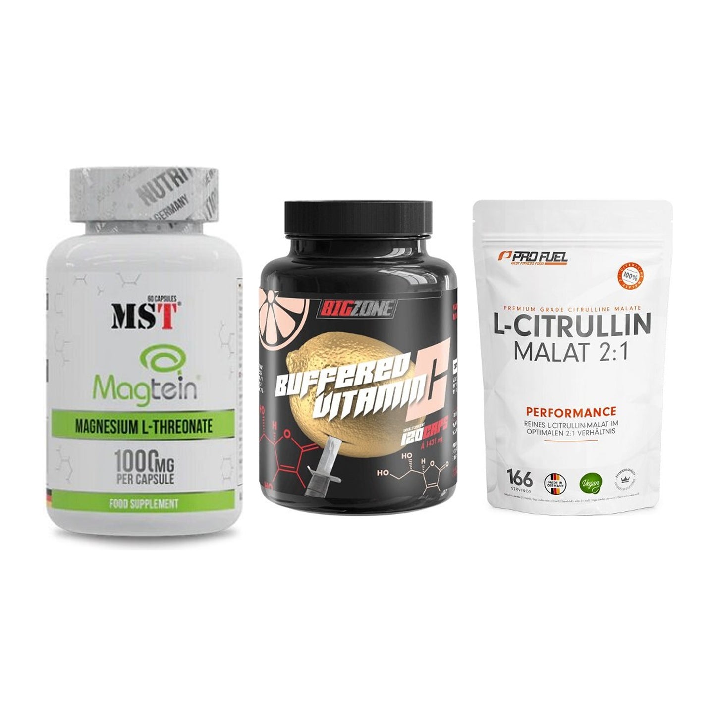 Ausdauer-Set: MST Magnesium + Big Zone Buffere + ProFuel L-Citrul – alle enthaltenen Artikel