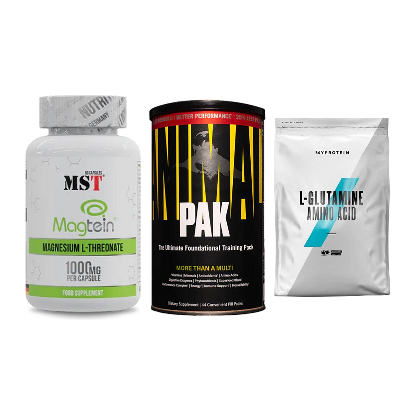 Ausdauer-Set: MST Magnesium + Universal Animal + MyProtein – alle enthaltenen Artikel