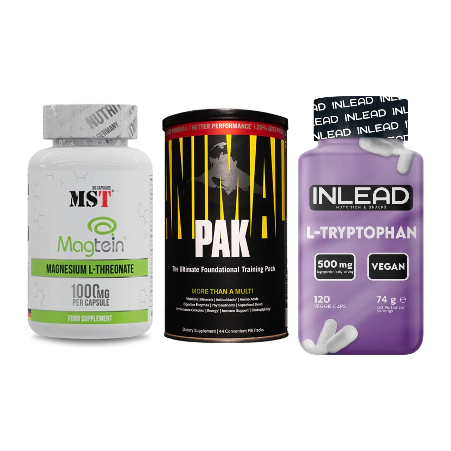 Ausdauer-Set: MST Magnesium + Universal Animal + INLEAD L-Tryptop – alle enthaltenen Artikel