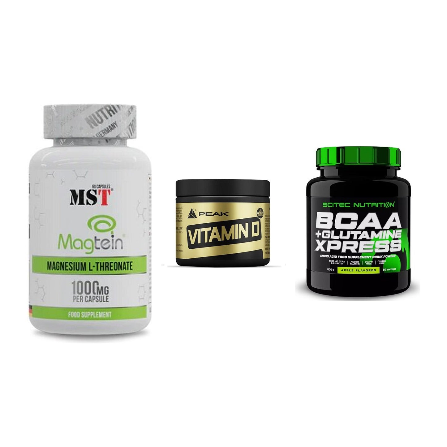 Ausdauer-Set: MST Magnesium + Peak Vitamin D + Scitec BCAA – alle enthaltenen Artikel